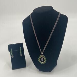 Big Sky Silver turquoise pine cone earring necklace set